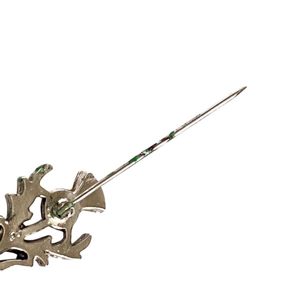 Scotland Thistle Silver Tone Kilt Brooch Pin With Safety Clasp 3in - Picture 8 of 10